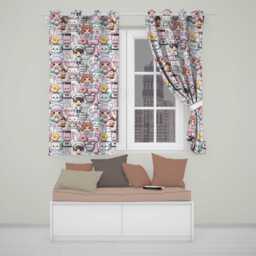 Kawaii Baking Girl Kitchen Appliances Utensils Cream Background Seamless Pattern Readymade Eyelet Ring Top Thermal 100% Blackout Curtains - thumbnail 1