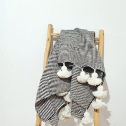 Moroccan Blanket Pom Pom, Selling Beautiful Blanket, Moroccan Hand Pom Blanket, Bohemian Cotton Blanket, Bedspread - thumbnail 4