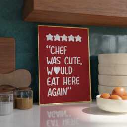 Chef Was Cute Print - Aesthetic Room Decor Minimalist Trendy Kitchen Poster Wall Art Dining A4 - thumbnail 1