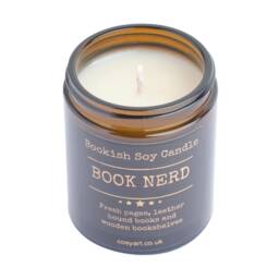 Book Nerd Soy Candle - Leathery Scent Of Old Books & Wooden Bookshelves Dark Academia Library Decor Unique Literary Gift - thumbnail 2