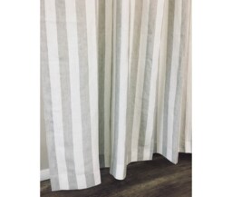 Natural Linen Striped Curtain, Custom Curtains Stripe Weave - thumbnail 1