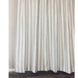 Natural Linen Striped Curtain, Custom Curtains Stripe Weave - thumbnail 2
