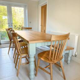 Bespoke Farmhouse Oak Dining Table - Handmade Traditional Solid Table, UK Made - thumbnail 2