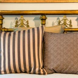 Brown & Taupe Striped Pillow Cover, Cotton Decorative - thumbnail 4