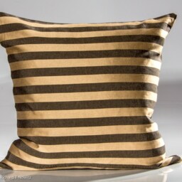 Brown & Taupe Striped Pillow Cover, Cotton Decorative - thumbnail 2