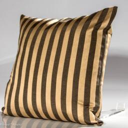 Brown & Taupe Striped Pillow Cover, Cotton Decorative - thumbnail 3