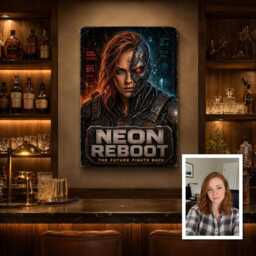 Personalised Retro Cyborg Canvas From Photo, Custom Movie Title Subtitle, Sci-Fi Action Wall Art Gift For Film Fans Gamer Room - thumbnail 3