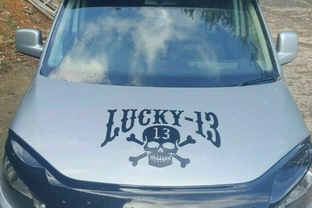 xl Extra Large Lucky 13 Skull Bones Car Bonnet Side Sticker Decal Wall Art Van Lorry Door Campervan - image 1