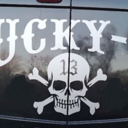 xl Extra Large Lucky 13 Skull Bones Car Bonnet Side Sticker Decal Wall Art Van Lorry Door Campervan - thumbnail 2