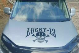 xl Extra Large Lucky 13 Skull Bones Car Bonnet Side Sticker Decal Wall Art Van Lorry Door Campervan - thumbnail 1