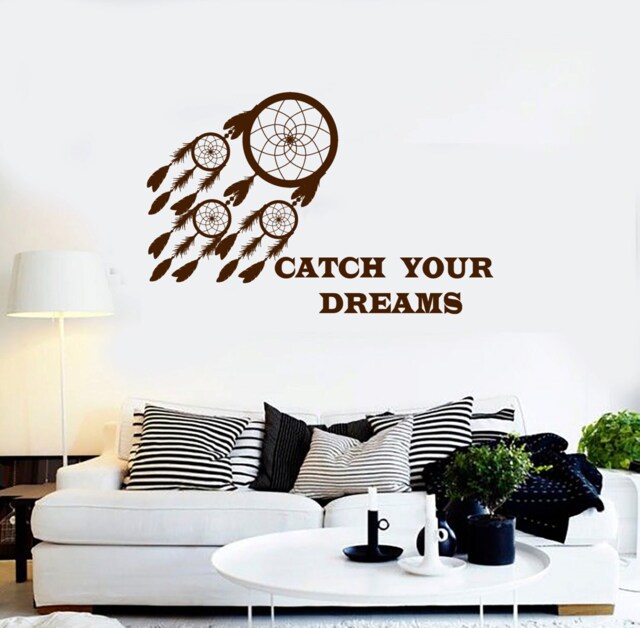 Wall Vinyl Decal Bedroom Decor Dreamcatcher Catch Your Dreams Ethnic Modern Home - #1023Di - image 1