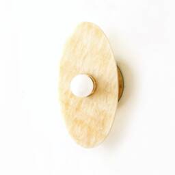 Ellipse Onyx Stone & Brass Minimalist Wall Fixture Light Honey Vanity Sconce Bathroom Kitchen Lamp - thumbnail 3