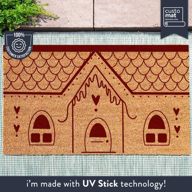 Handmade Christmas Gingerbread House Doormat - Festive Holiday Decor Gift Welcome Mat - image 1