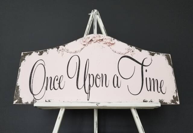 Once Upon A Time Wood Quote Sign - Nursey For Girls Distressed Nursery Wall Art Farmhouse Home Decor Painted