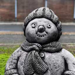 Winter Snowman Figurine Handmade Concrete Seasonal Sculpture Stone Festive Outdoor Ornament Frosty Statue Front Door Decoration Gift - thumbnail 2