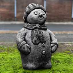 Winter Snowman Figurine Handmade Concrete Seasonal Sculpture Stone Festive Outdoor Ornament Frosty Statue Front Door Decoration Gift - thumbnail 3