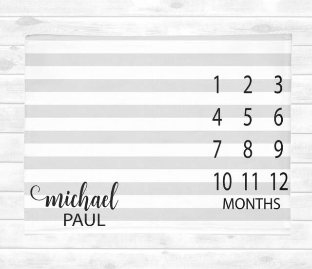 Simple Baby Milestone Blanket Boy Month Shower Gift Growth Personalized Fleece - image 1