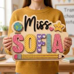 Personalized Teacher Name Sign, Classroom Door Hanger, Custom School Gift Wall Decor, From Students - thumbnail 3