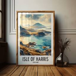 Isle Of Harris Travel Print - Watercolour Poster Design - Wall Artwork Scotland UK Gifts Home Decor Art Gift Picture - thumbnail 3