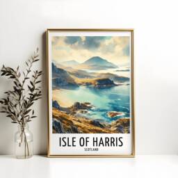 Isle Of Harris Travel Print - Watercolour Poster Design - Wall Artwork Scotland UK Gifts Home Decor Art Gift Picture - thumbnail 2
