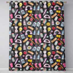 Cute Kawaii School Supplies Rainbow Apple Glue Dark Seamless Pattern Readymade Eyelet Ring Top Thermal 100% Blackout Curtains - thumbnail 2