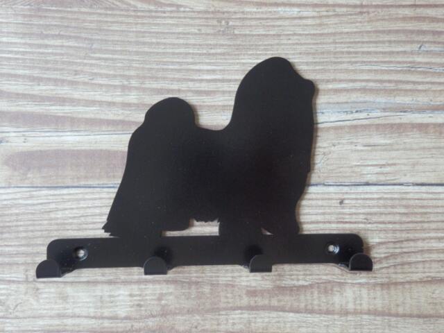 Shih Tzu Silhouette Key Hook Rack - Metal Wall Art Chrysanthemum Chinese Lion Dog - image 1
