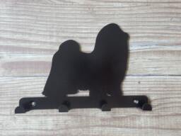 Shih Tzu Silhouette Key Hook Rack - Metal Wall Art Chrysanthemum Chinese Lion Dog - thumbnail 1