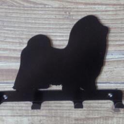 Shih Tzu Silhouette Key Hook Rack - Metal Wall Art Chrysanthemum Chinese Lion Dog - thumbnail 3