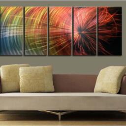 Abstract Metal Wall Art Aluminum Sculpture, Modern Tree Painting - thumbnail 2