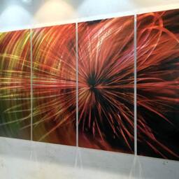 Abstract Metal Wall Art Aluminum Sculpture, Modern Tree Painting - thumbnail 3