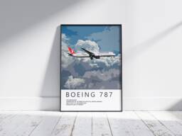 Turkish Airlines Boeing 787 Poster, Gift For Pilot, Aviation Poster, Artwork, Gift, Airliner, Airplane, Plane - thumbnail 1