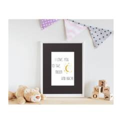 I Love You To The Moon & Back Quote W Stars Image Nursery/Child's Room Custom Print in 11x14 Photo Mat Room Decor Wall Hanging - thumbnail 2