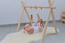 Wooden Baby Gym, Montessori Toy, Scandinavian Design Gym, Untreated Wood, Portique, Baby Activity Center, Baby Gym, Foldable Play Gym, Activity Arch - thumbnail 1