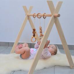 Wooden Baby Gym, Montessori Toy, Scandinavian Design Gym, Untreated Wood, Portique, Baby Activity Center, Baby Gym, Foldable Play Gym, Activity Arch - thumbnail 2