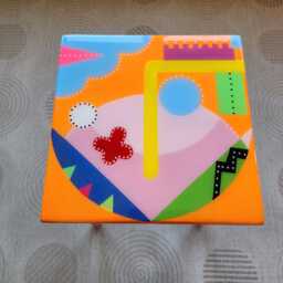 Hand-Painted Resin Side Table Colorful Abstract Epoxy Art - thumbnail 4