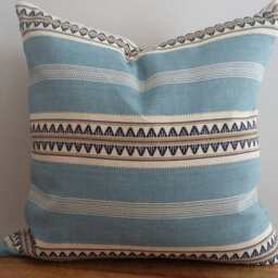 Block Print Indigo Paisley Blue White India Global Ethnic Pillow Cover Modern Chic Euro Sham Extra Long Lumbar Country Rustic Beach Lake - thumbnail 3
