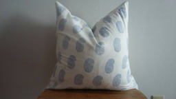 Block Print Indigo Paisley Blue White India Global Ethnic Pillow Cover Modern Chic Euro Sham Extra Long Lumbar Country Rustic Beach Lake - thumbnail 1