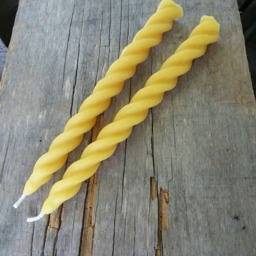 Beeswax Spiral Taper Candles - Set Of 2 Holiday Decor - thumbnail 3