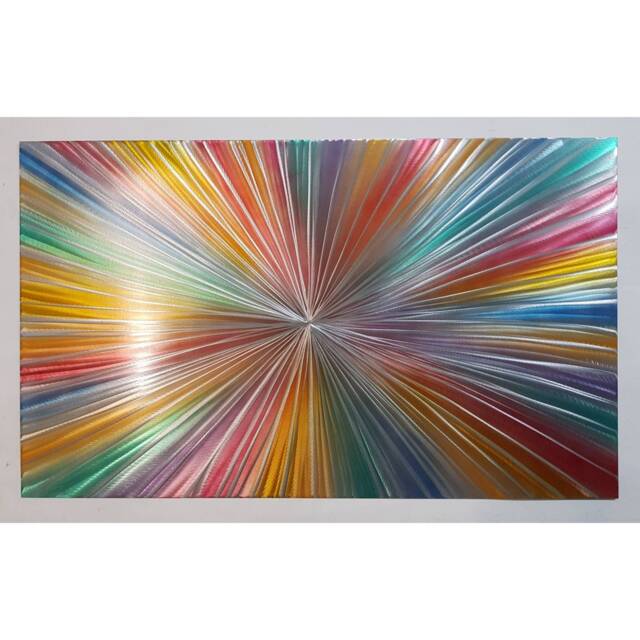 Modern, Abstract, Contemporary Metal Wall Art, 3D Effect, By R Toomer Art. Titled Rainbow Burst. Multi Coloured. Indoor/Outdoor - image 1