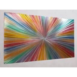 Modern, Abstract, Contemporary Metal Wall Art, 3D Effect, By R Toomer Art. Titled Rainbow Burst. Multi Coloured. Indoor/Outdoor - thumbnail 2