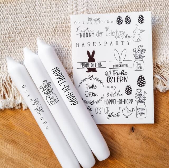 Candle Tattoos Various Motifs - Water Slide Film Decorating Candles Sayings Easter Spring Flowers - image 1