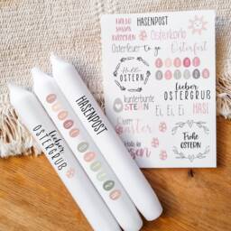 Candle Tattoos Various Motifs - Water Slide Film Decorating Candles Sayings Easter Spring Flowers - thumbnail 2