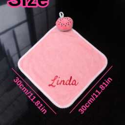 Custom Embroidered Name Hand Towel, Plush Topper, Kids Bathroom Decor - thumbnail 4