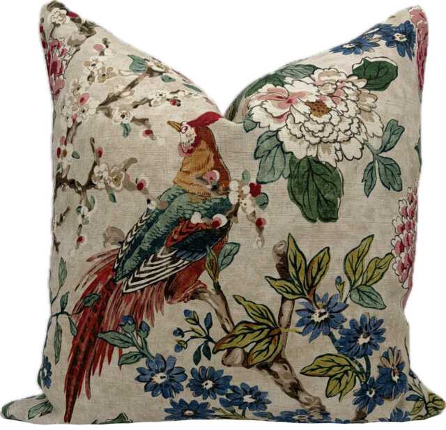 Colefax & Fowler Jardine Red/Green Cushion Cover Pillow Double Sided - image 1