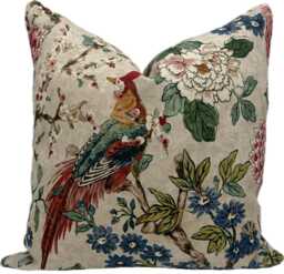 Colefax & Fowler Jardine Red/Green Cushion Cover Pillow Double Sided - thumbnail 1