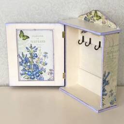 Hand-Painted Provence Lavender Key Holder Cabinet, Field Wall Decor - thumbnail 3
