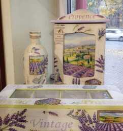 Hand-Painted Provence Lavender Key Holder Cabinet, Field Wall Decor - thumbnail 4