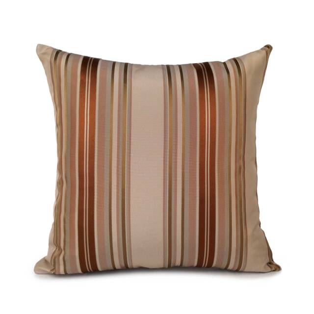Beige - Light Tan & Cinnamon Striped Pillow, Throw Pillow Cover, Decorative Cushion Accent Silk Blend Pillow - image 1