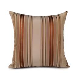 Beige - Light Tan & Cinnamon Striped Pillow, Throw Pillow Cover, Decorative Cushion Accent Silk Blend Pillow - thumbnail 1