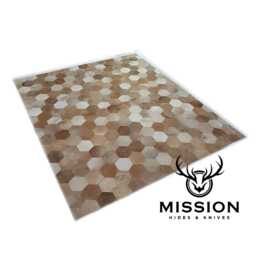 Cowhide Patchwork Rug Hexagon Camel - thumbnail 2